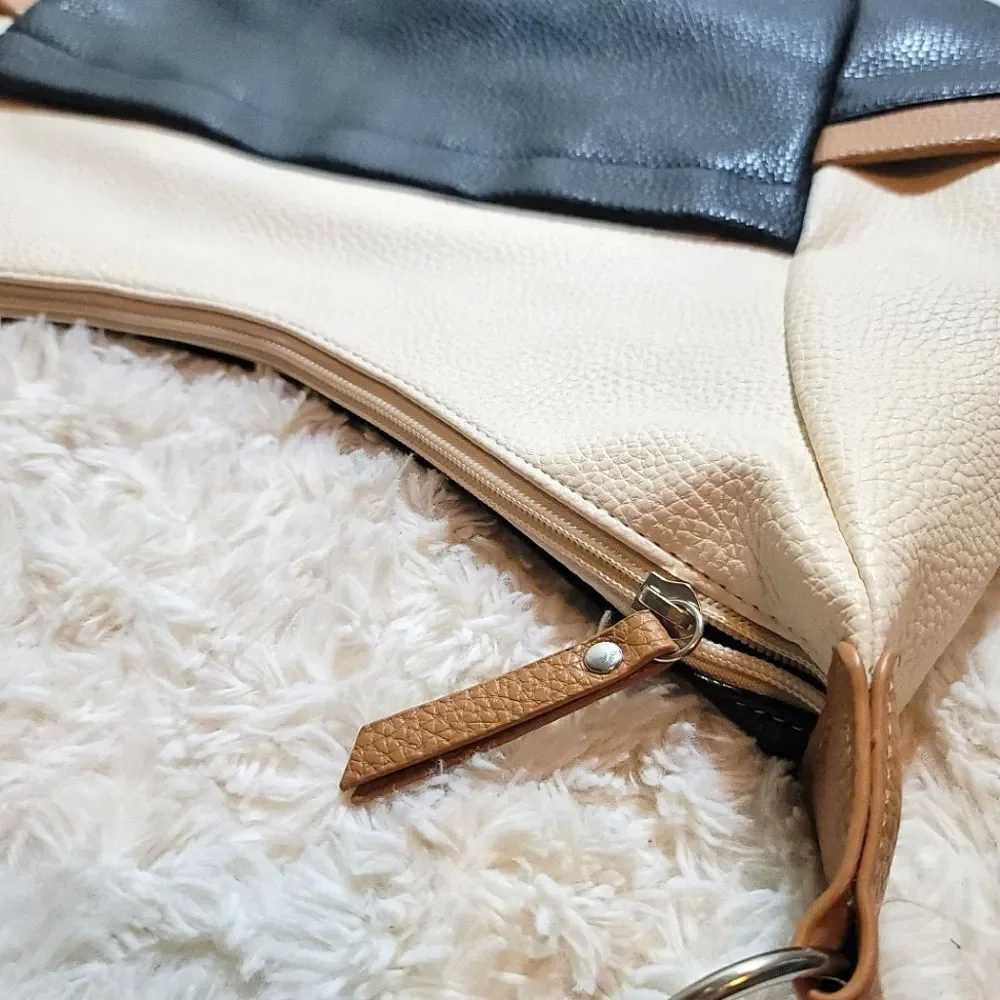 Nautica 'Port O Call' Color Block Brown/White/Cream Hobo Shoulder Bag